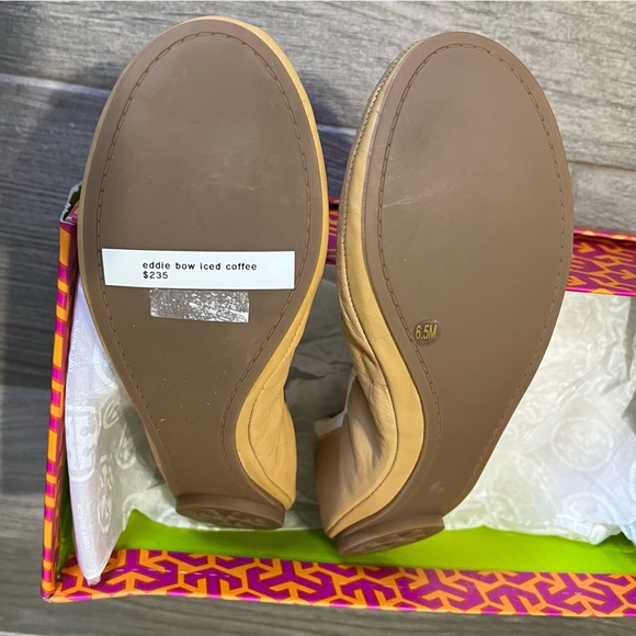 Tory Burch “Eddie bow” ballerinas in iced coffee color - Picture 2 of 2